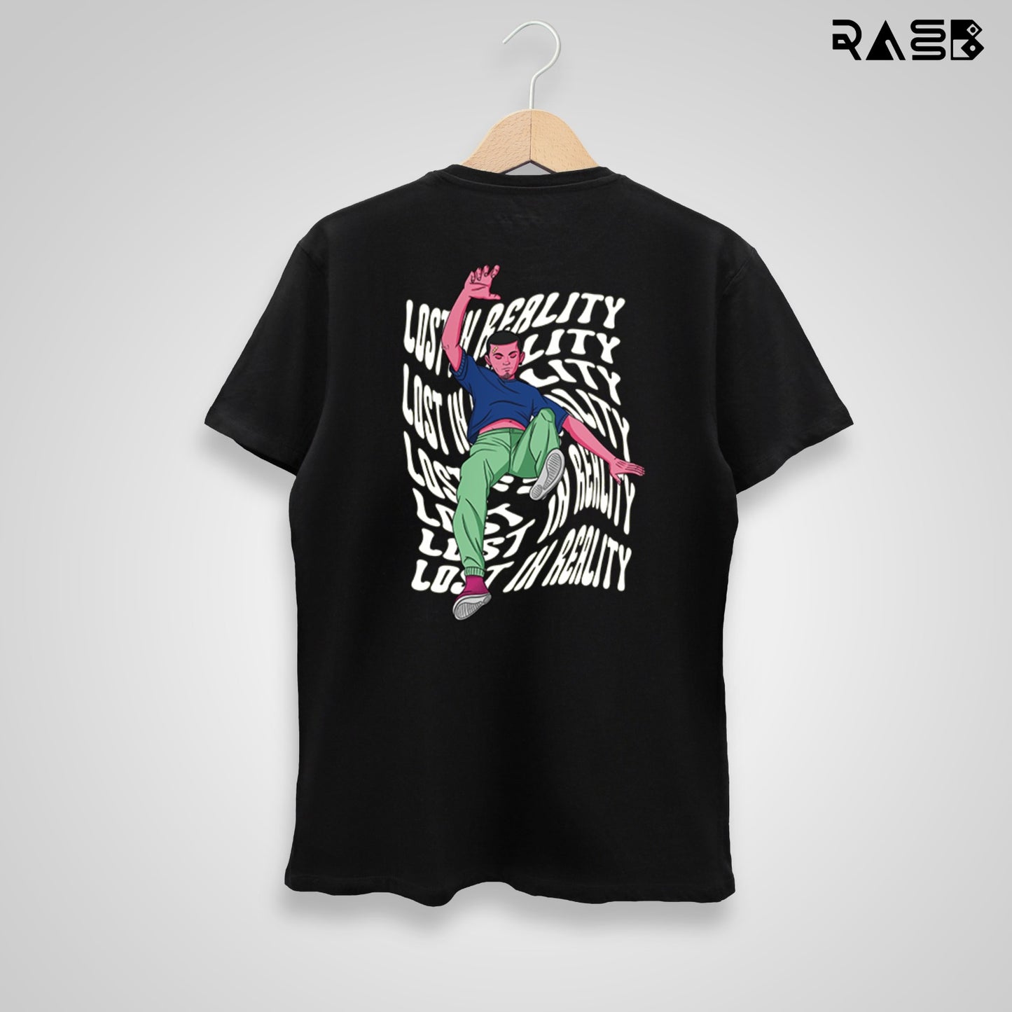 RASB’s "Lost in Reality" T-Shirt - Round Neck Drop Shoulder Graphic Printed Oversized Cotton T-shirt