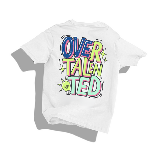 overtalented- Round Neck Drop Shoulder Graphic Printed Oversized Cotton T-shirt