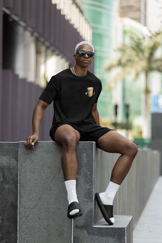 CHAI MOOD Round Neck Drop Shoulder Graphic Printed Oversized Cotton T-shirt