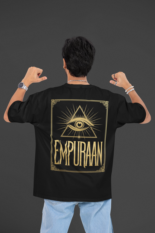 EMPURAAN devil arrives - Round Neck Drop Shoulder Graphic Printed Oversized Cotton T-shirt