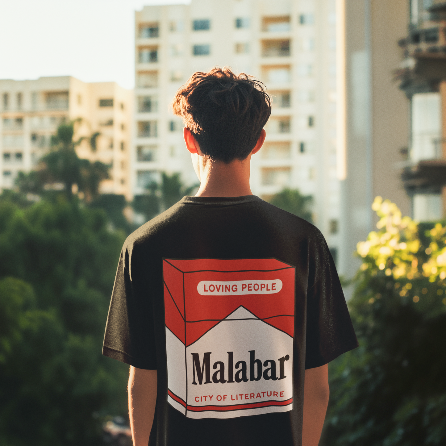 MALBARO KERALA  Round Neck Drop Shoulder Graphic Printed Oversized Cotton T-shirt