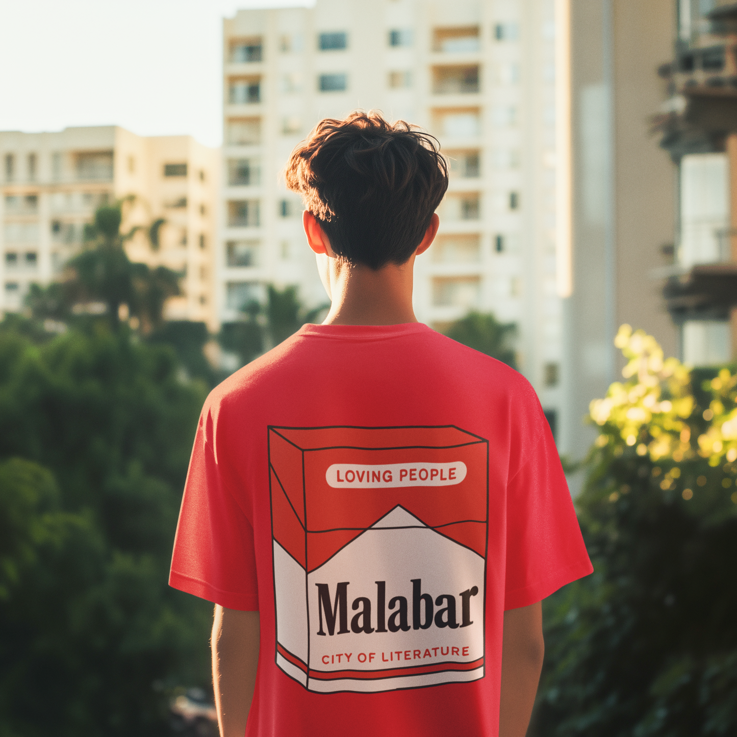 MALBARO KERALA  Round Neck Drop Shoulder Graphic Printed Oversized Cotton T-shirt