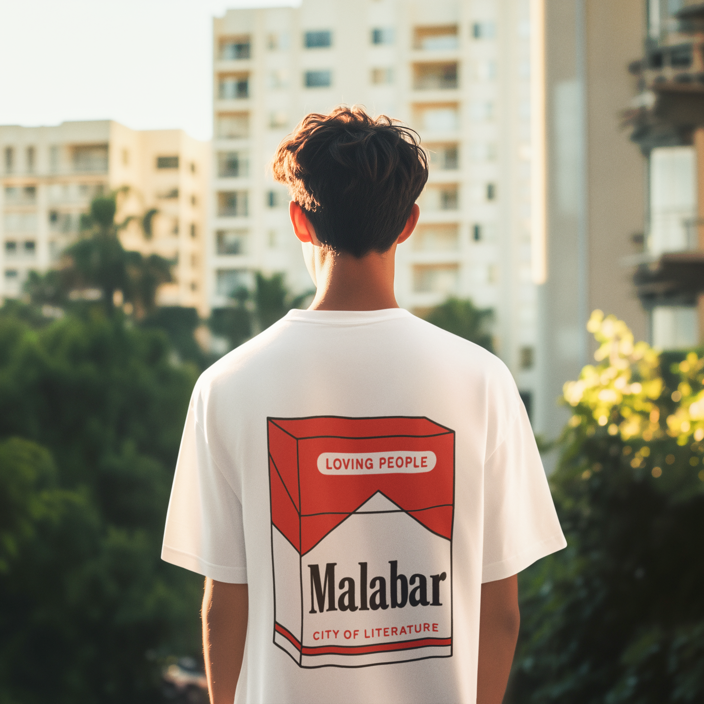 MALBARO KERALA  Round Neck Drop Shoulder Graphic Printed Oversized Cotton T-shirt