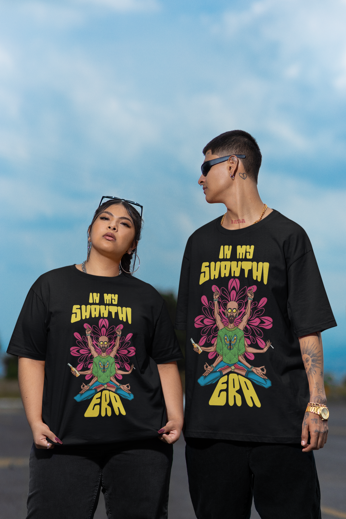 "in my shanthi era" T-Shirt - ARTIST Round Neck Drop Shoulder Graphic Printed Oversized Cotton T-shirt