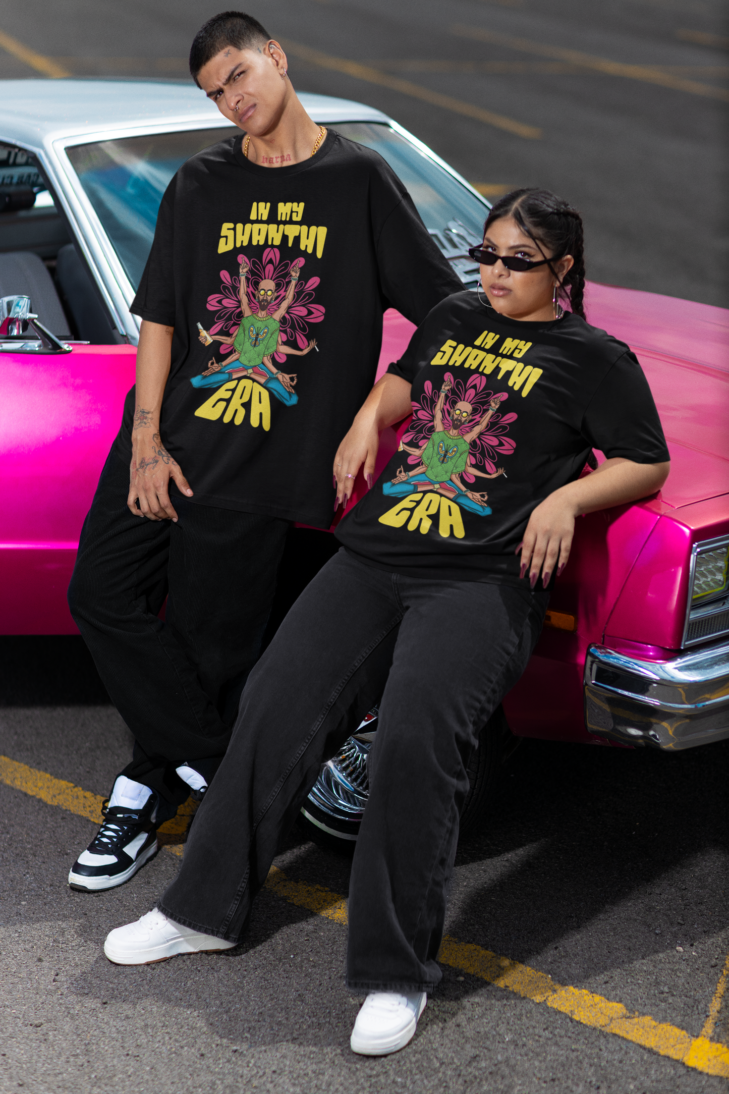 "in my shanthi era" T-Shirt - ARTIST Round Neck Drop Shoulder Graphic Printed Oversized Cotton T-shirt