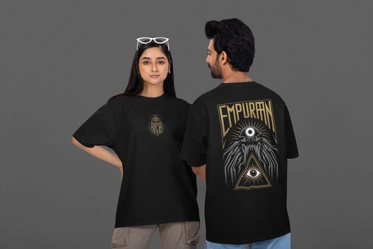 EMPURAAN illuminati   - Round Neck Drop Shoulder Graphic Printed Oversized Cotton T-shirt