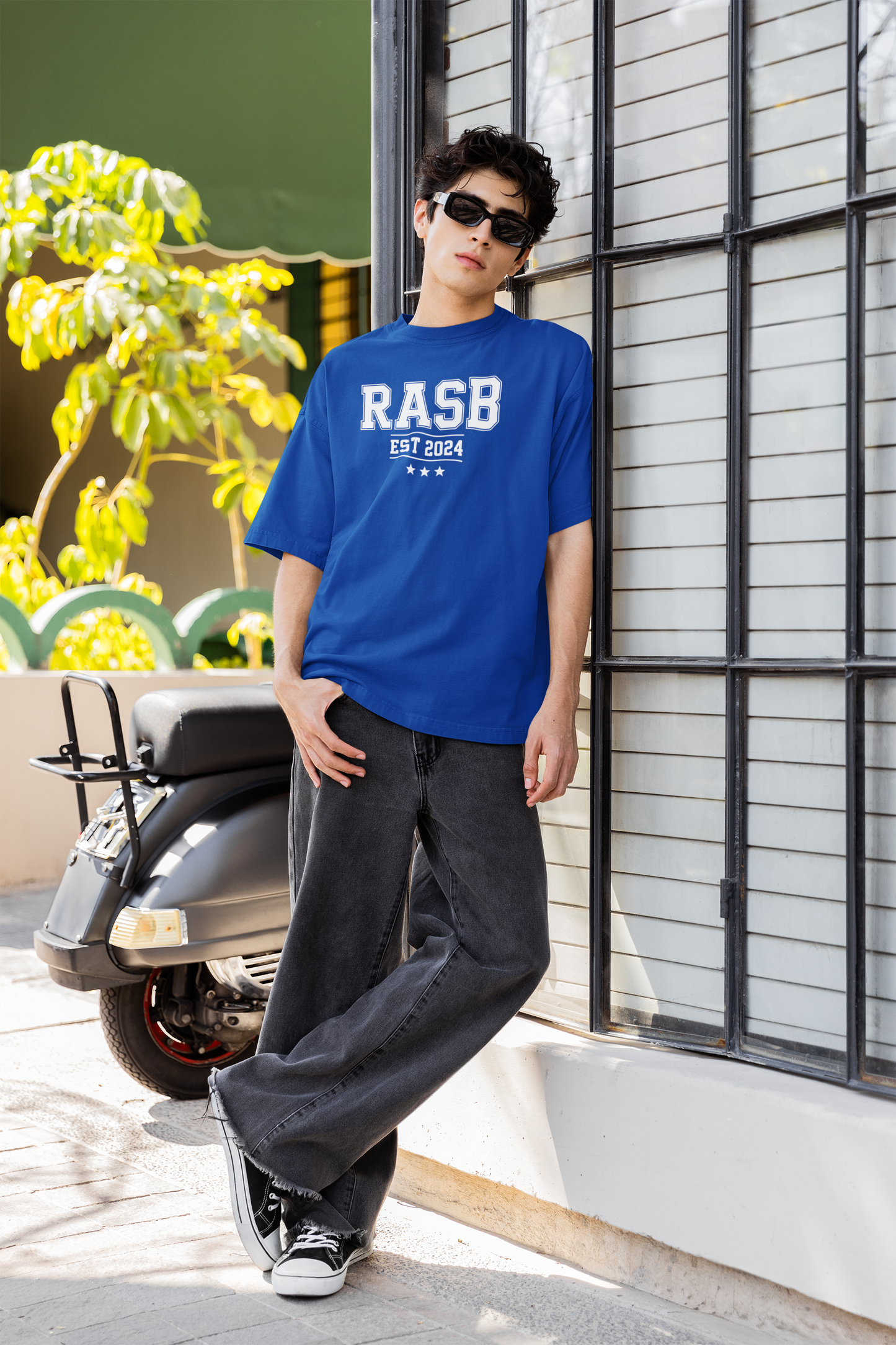 Rasb EST2024 Round Neck Drop Shoulder Graphic Printed Oversized Cotton T-shirT