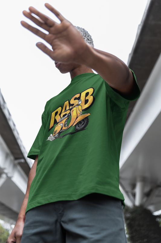 rasb retro vespa –  Round Neck Drop Shoulder Graphic Printed Oversized Cotton T-shirt