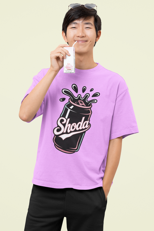 SHODA – The Cult Cola You Never Tasted –  Round Neck Drop Shoulder Graphic Printed Oversized Cotton T-shirt