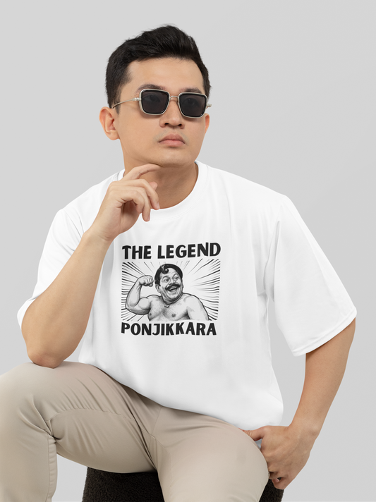 Mr.PONJIKKARA Kalyanaraman malayalam Movie  Inspired  Round Neck Drop Shoulder Graphic Printed Oversized Cotton T-shirt